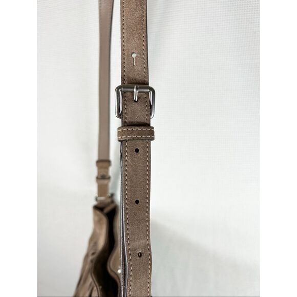 Michael Kors Billy Fringe Boho Crossbody Bag Taupe Suede Studded Western Style - Picture 14 of 16